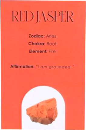 Red Jasper: A powerful protective stone!&nbsp;Known for its grounding properties. Red Jasper is a powerful crystal that can be used for grounding, calming yourself when things get out of control, and for strength and stability and goal setting. Start your spiritual journey with a red jasper and you won't go wrong. Red Jasper is&nbsp;perfect for root chakra balancing and connection. The affirmation for the red jasper crystal is: "I am grounded"