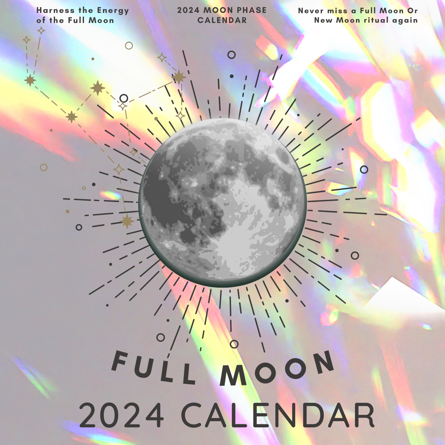 2024 Digital Full Moon Calendar Instant Download PDF - Angel Realm Colours