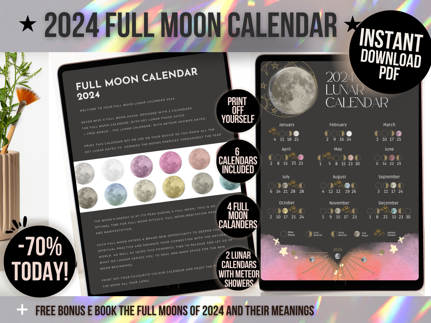 2024 Black Full Moon and Lunar Meteor Shower Dates Calendar