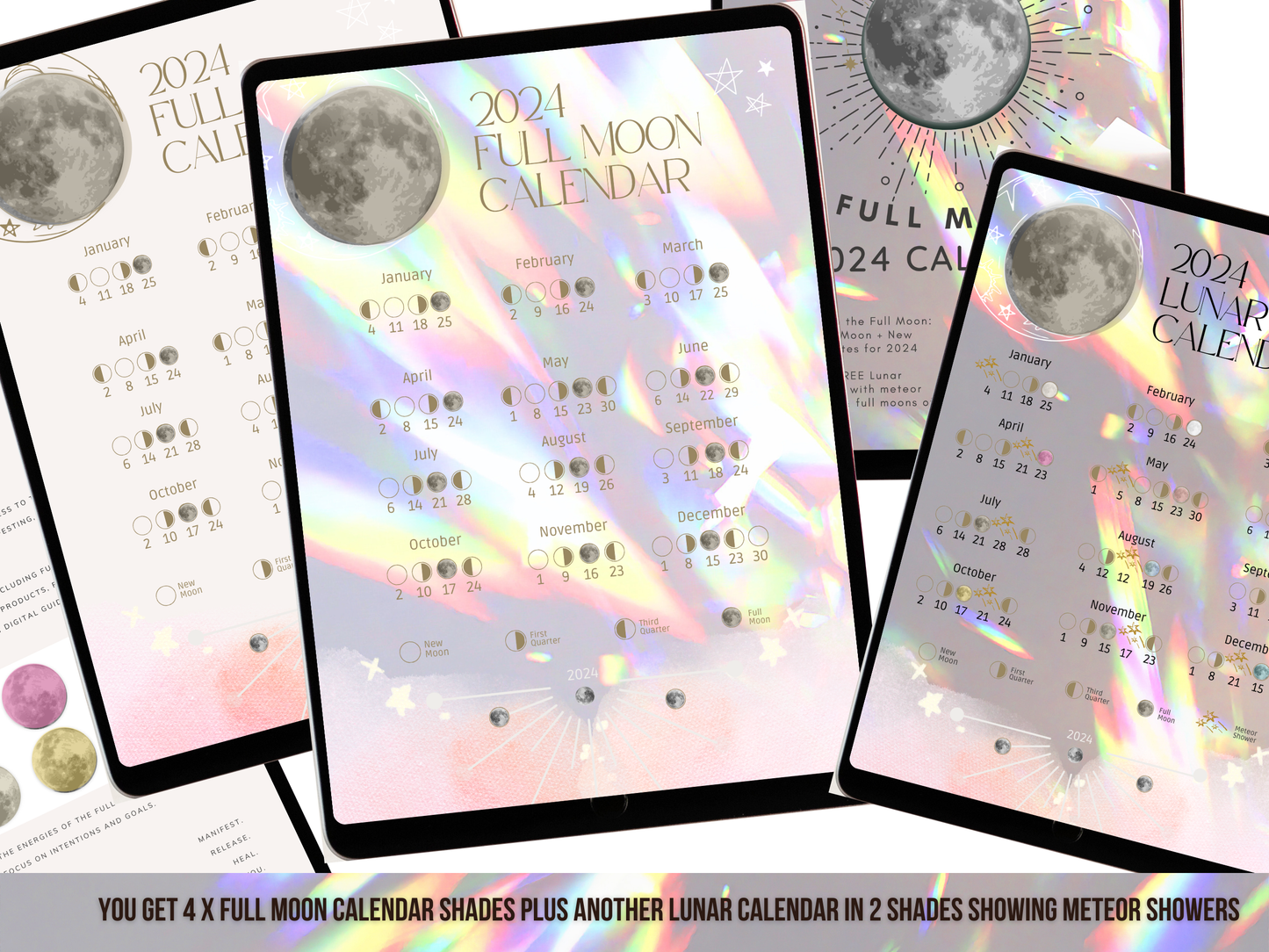 2024 Digital Full Moon Calendar Instant Download PDF - Angel Realm Colours