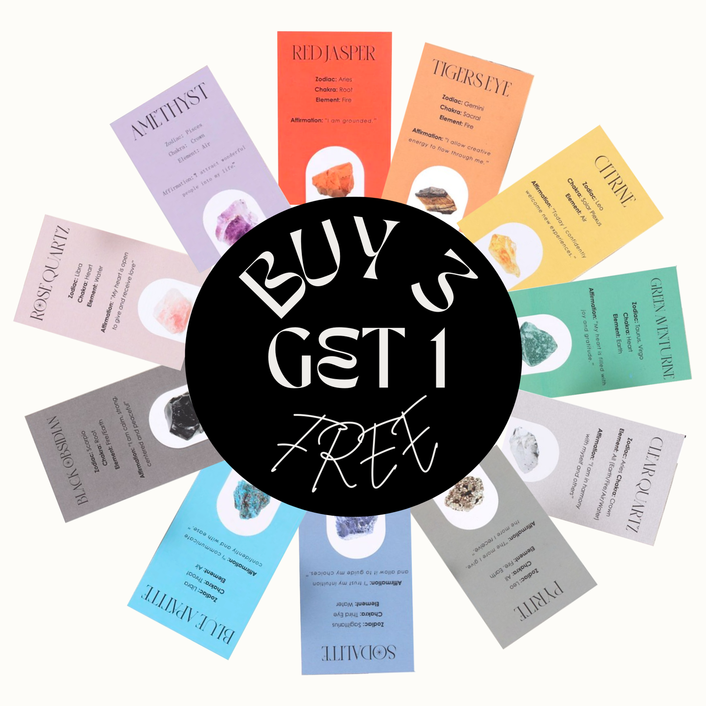 Buy 3 get one free on all raw crystals