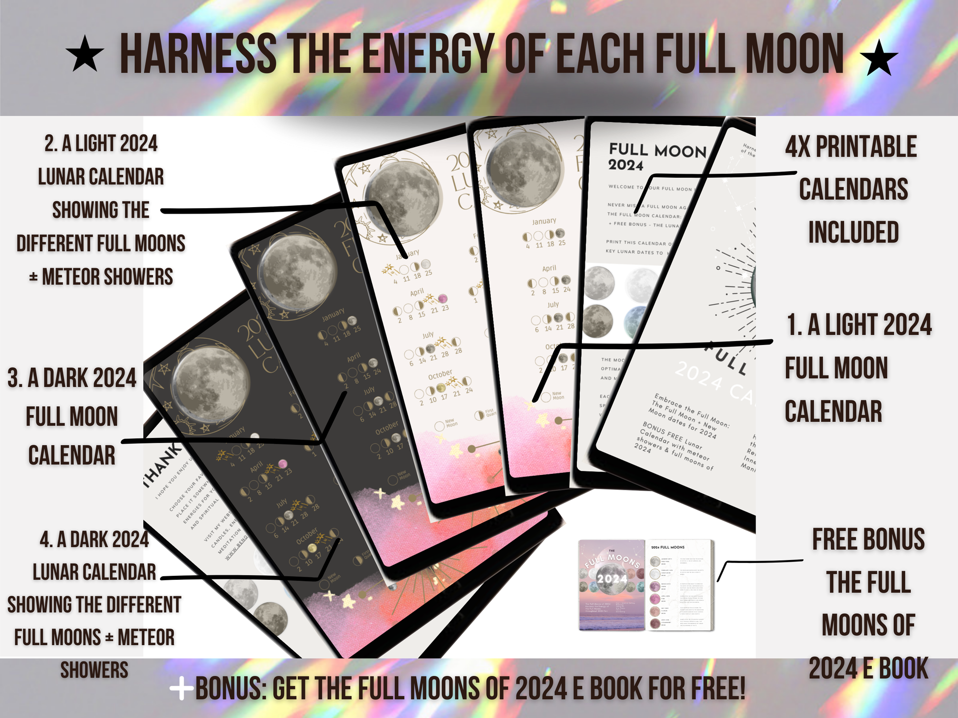 Never Miss the Energy of a Full Moon Calendar Instant Print