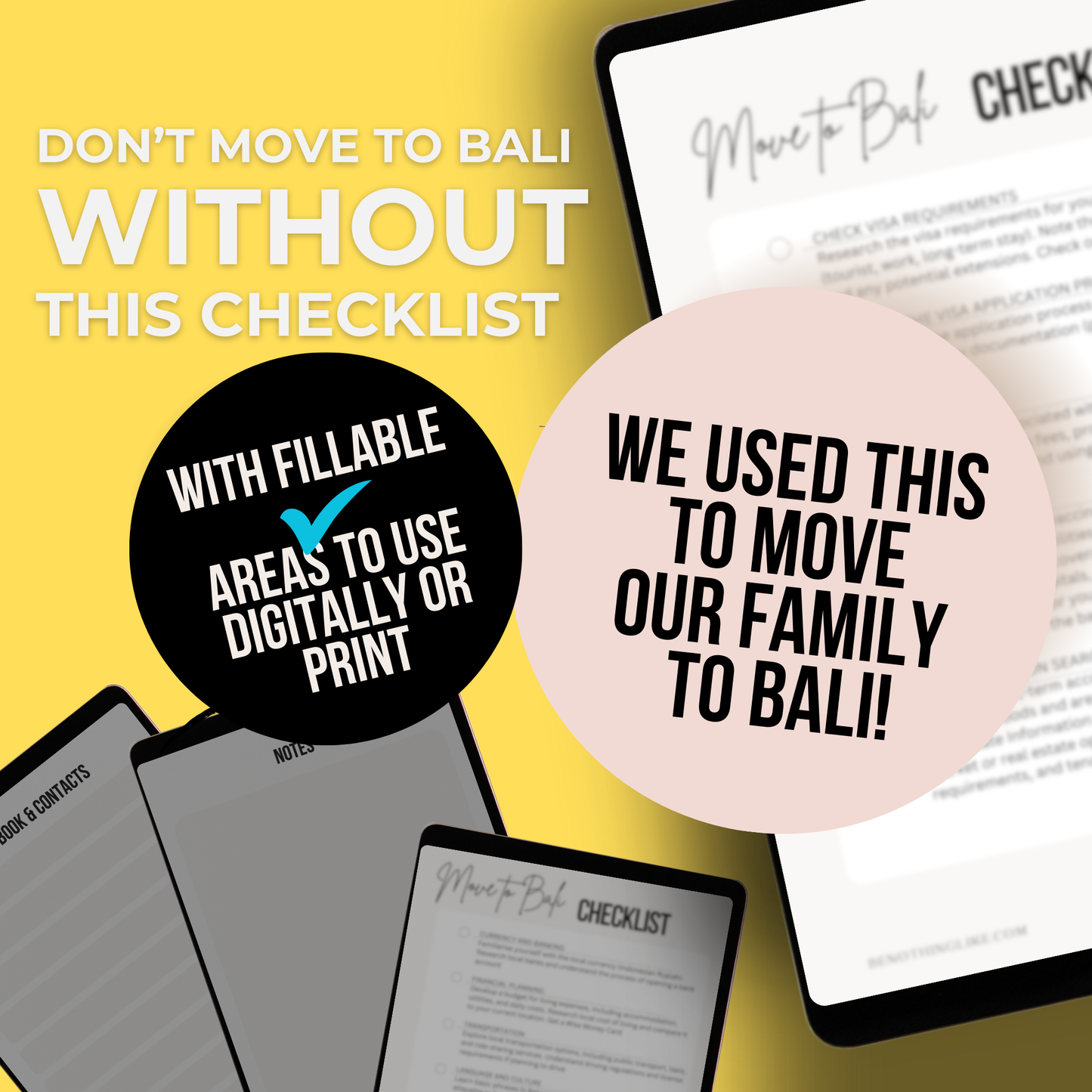 Your MOVE to BALI Family Checklist