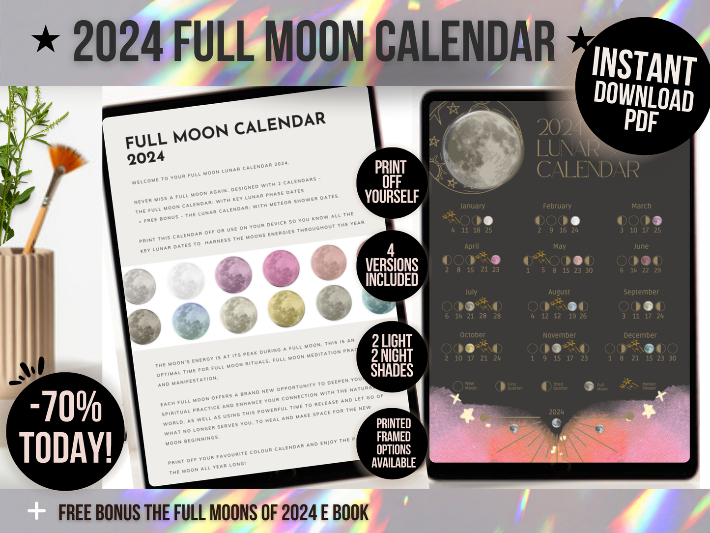 2024 Full Moons Wall Calendar PDF