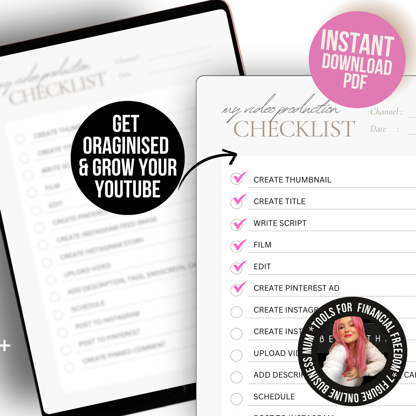 YouTube Video Production + Distribution Checklist INSTANT DOWNLOAD PDF