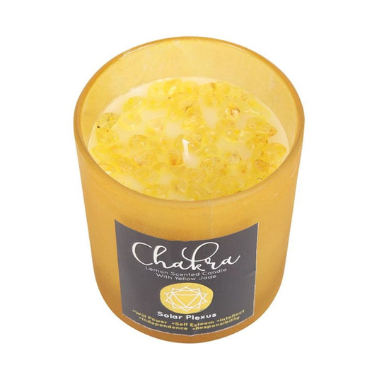 Solar Plexus Chakra Balancing Lemon Crystal Candle