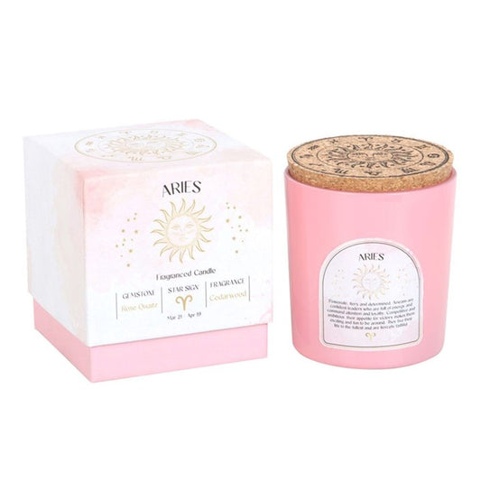 Shine bright for Aries! This gemstone candle brings good vibes to anyone born between March 21 and April 19.