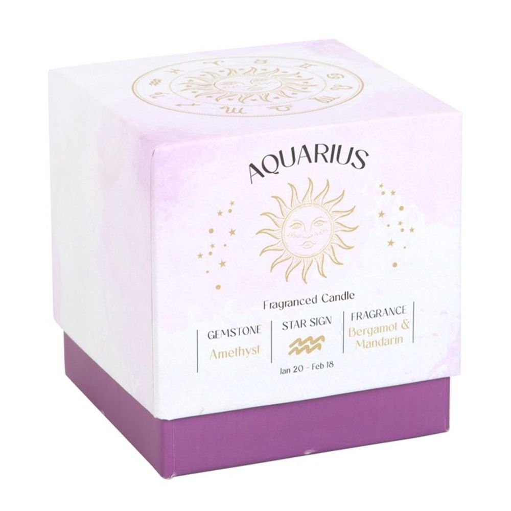 Aquarius Bergamot & Mandarin scented Gemstone Zodiac Candle