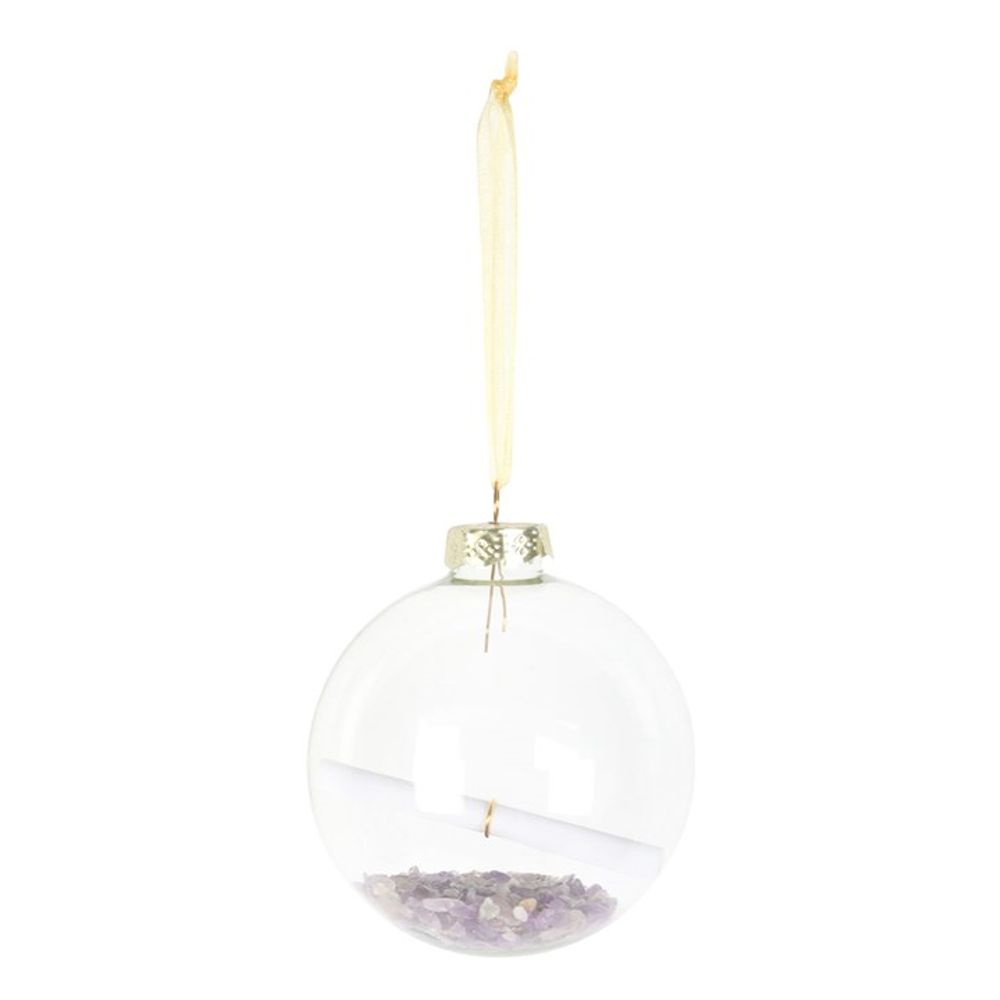 Manifestation Christmas Bauble Decoration with amethyst crystal