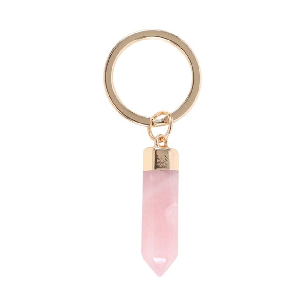 Gold and pink rose quartz keyring gift for love and unconditional love gift ideas