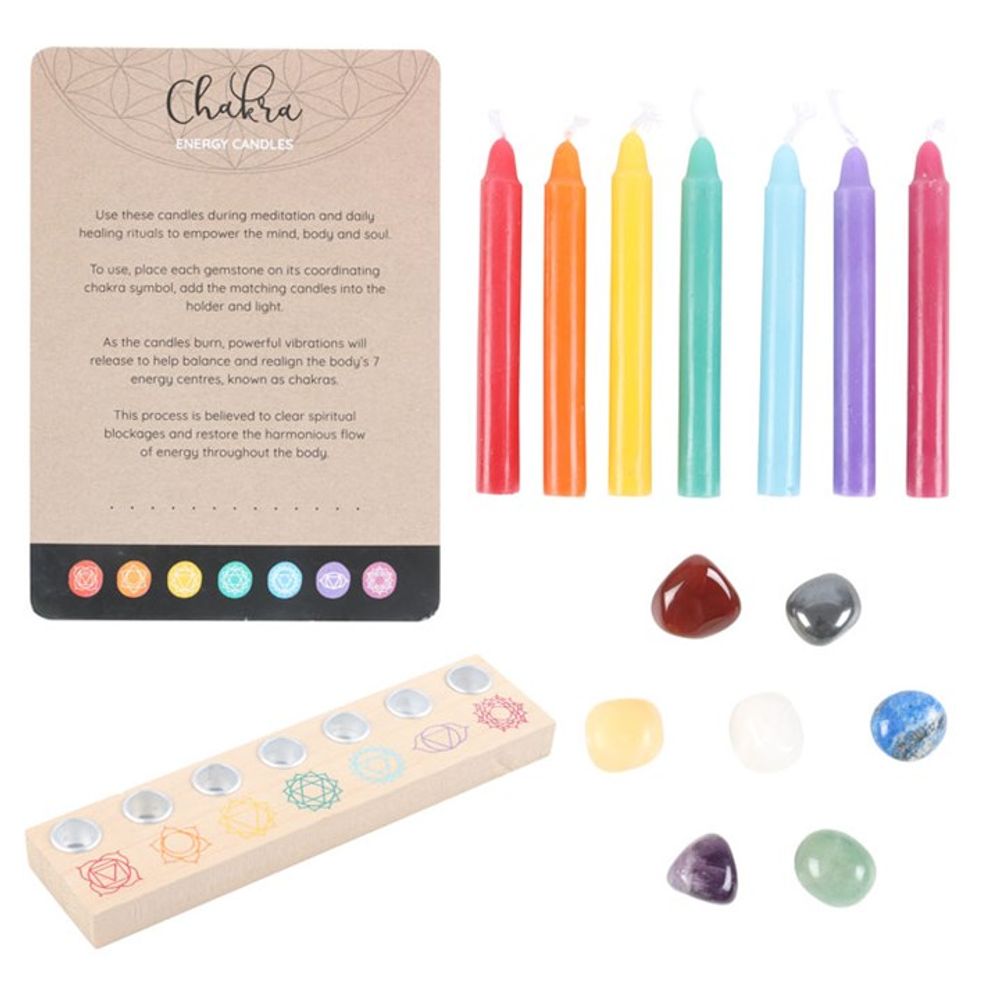 Set de regalo de cristal y vela energética de chakras