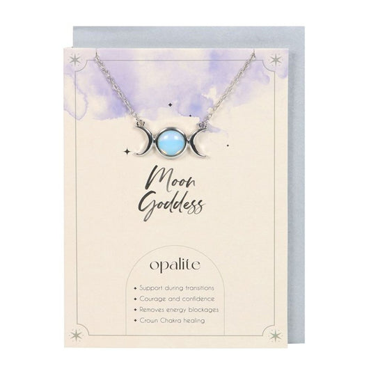 Moon goddess card with moon necklace gift