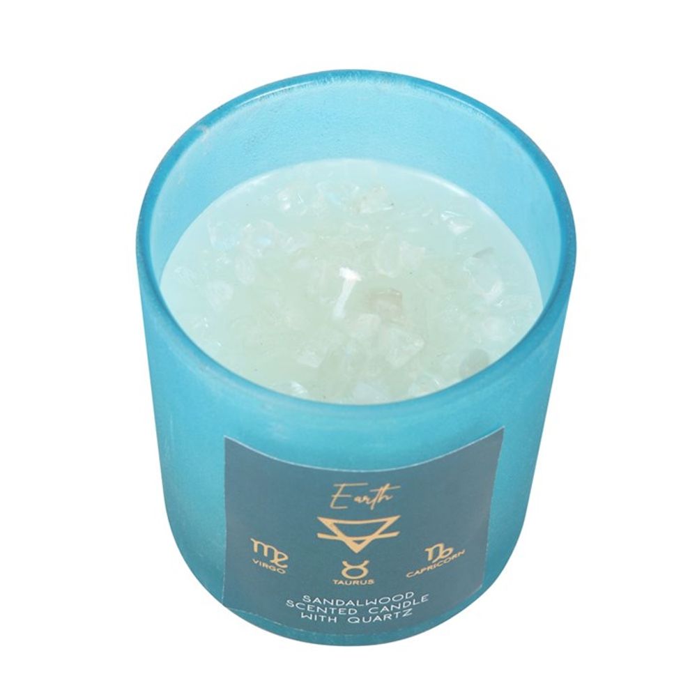 This scented candle for earth signs: Taurus, Virgo, and Capricorn, with a lid and a delightful sandalwood aroma.