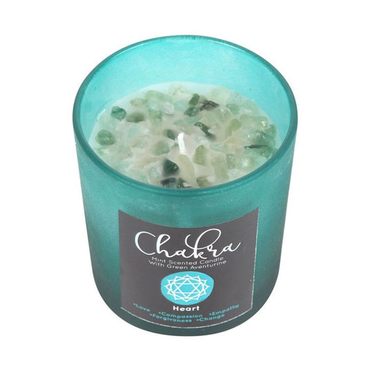 Heart Chakra Balancing Mint Crystal Candle