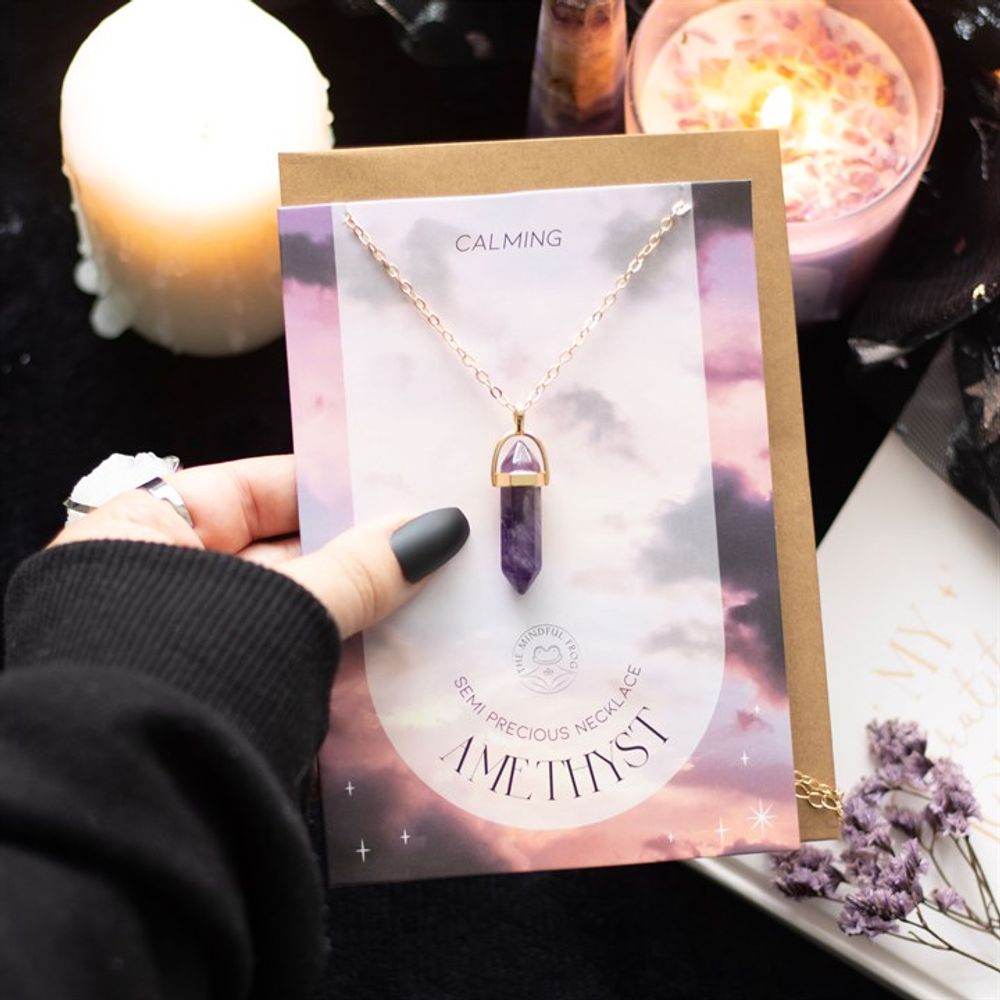 Amethyst Crystal Necklace with Card