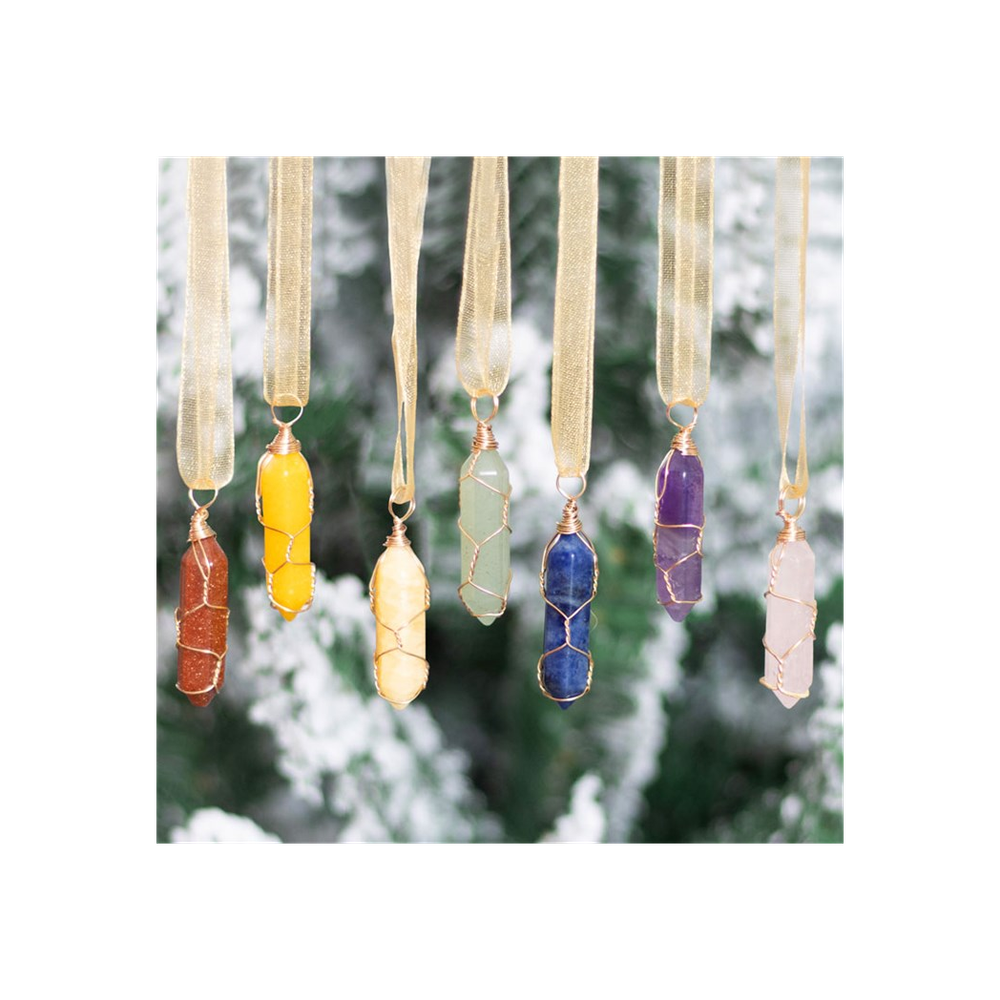 Set of 7 Hanging Crystal Christmas Tree Decorations