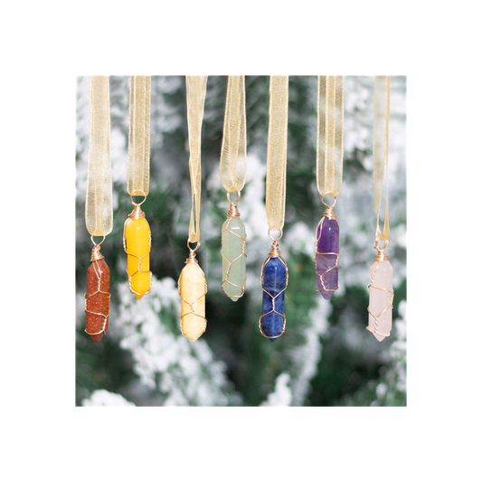 Set of 7 Hanging Crystal Christmas Tree Decorations