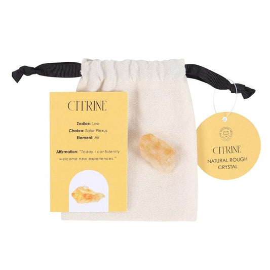 Citrine Healing Crystal in pouch with citrine affirmation