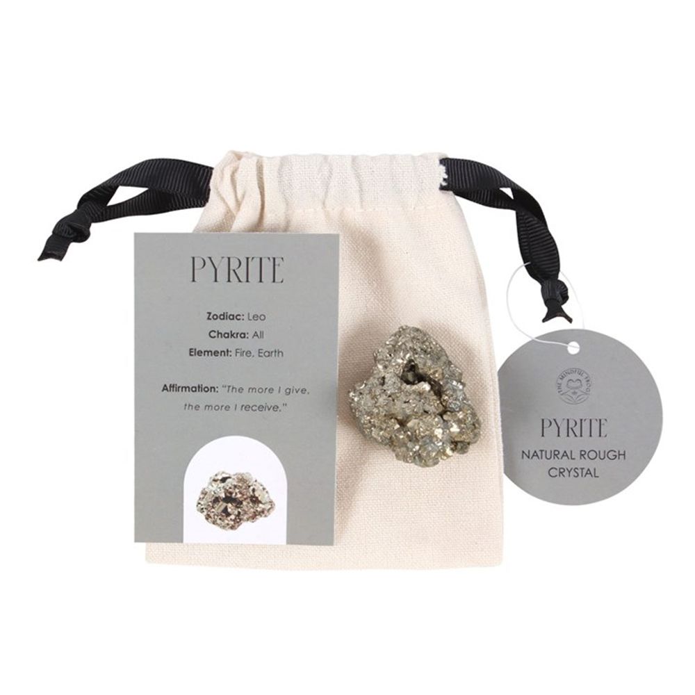 Pyrite Healing Crystal in pouch with affirmation card