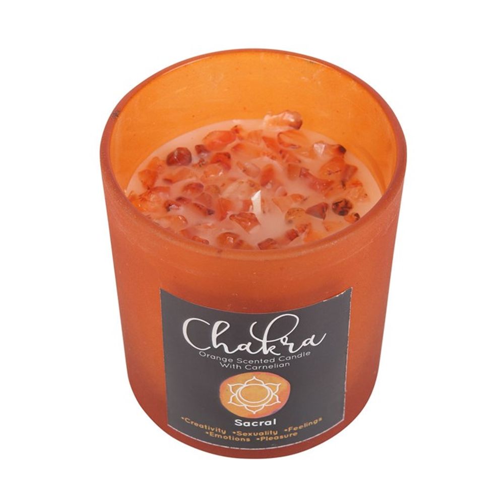 Sacral Chakra Balancing Orange Crystal Chip Candle