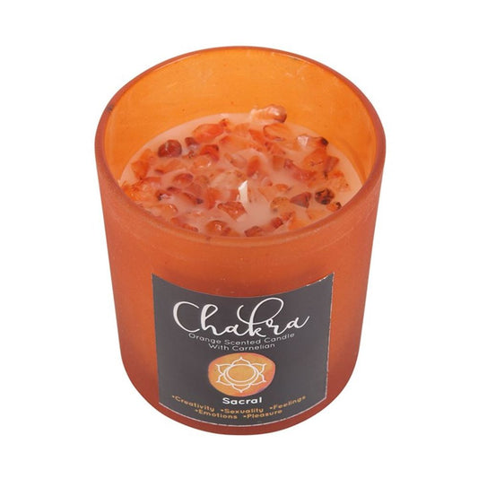 Sacral Chakra Balancing Orange Crystal Chip Candle