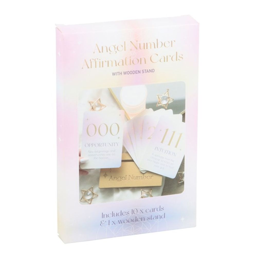 Angelic Affirmations  - Angel Number Affirmation Cards with Wood Stand