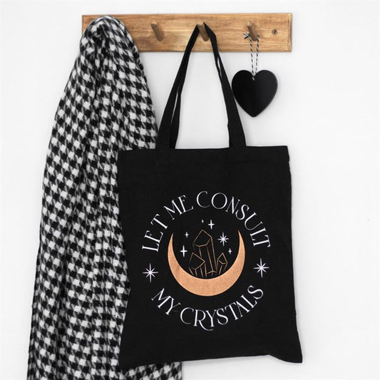 Re-usable Let Me Consult My Crystals Moon Tote Bag