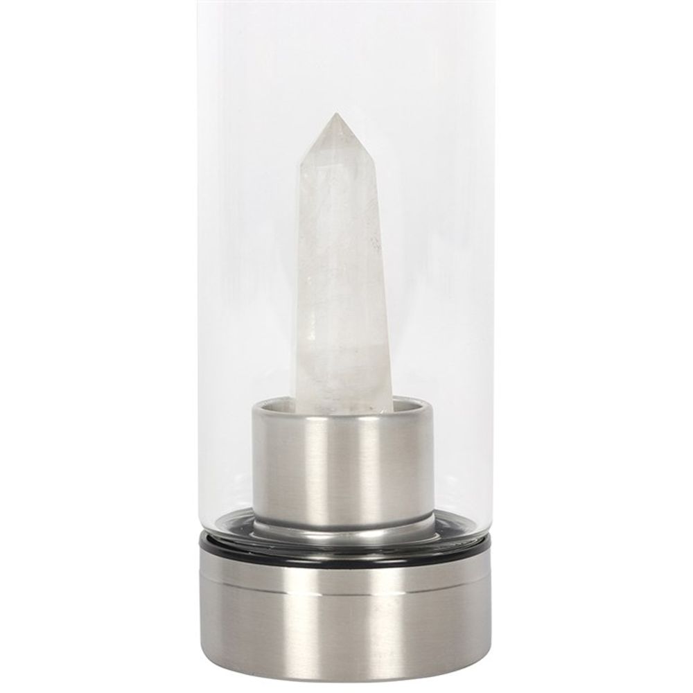 Energising Clear Quartz Crystal Glass Water Bottle