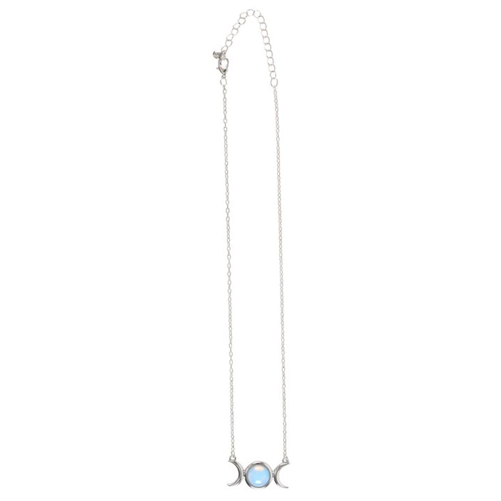 Silver moon pendant necklace and an opalite charm