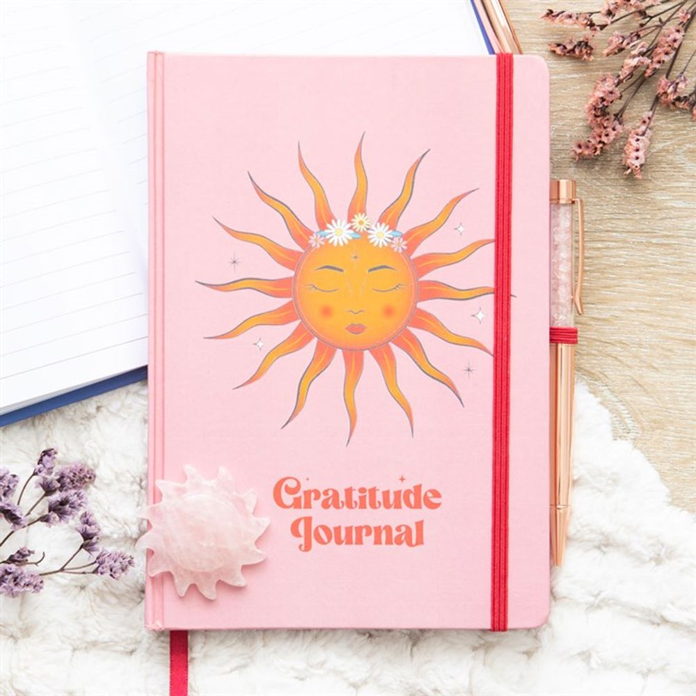 The Sun Gratitude Journal con bolígrafo de cuarzo rosa