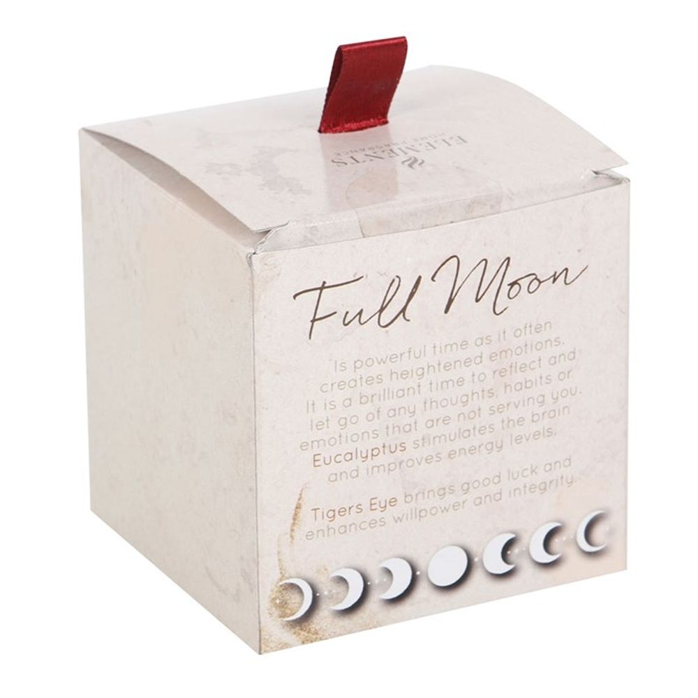 Full Moon Manifestation Candle in Eucalyptus with Tiger's Eye Crystal