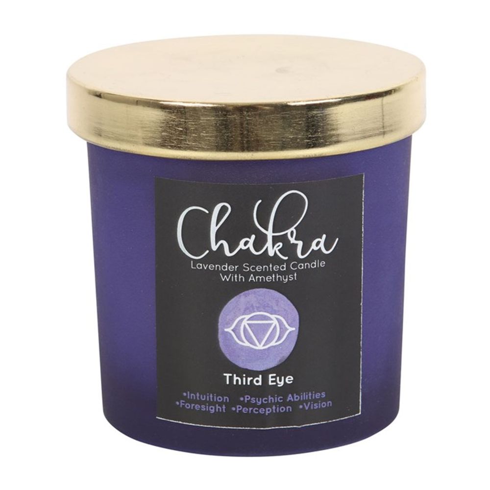 Lavender Fragranced Candle with amethyst crystal for third eye chakra realignment