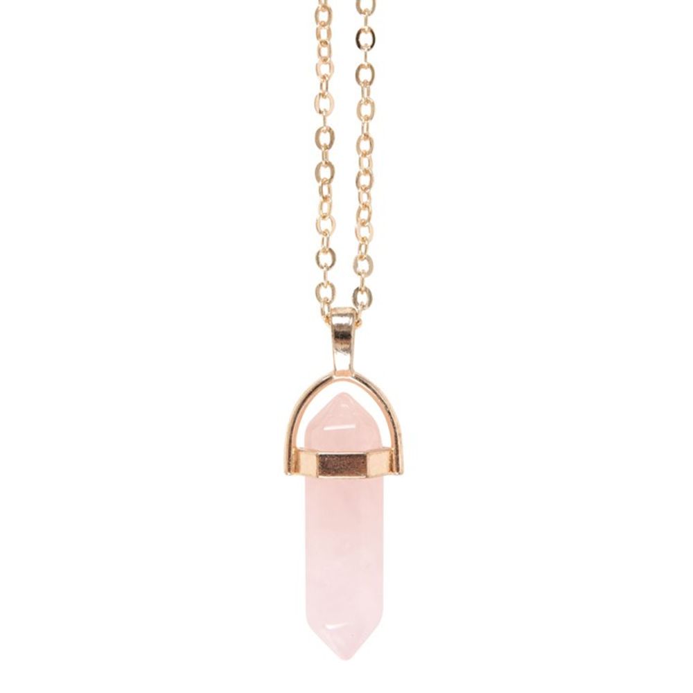 Gold tone and Rose Quartz Crystal Necklace for her to promote love self love and positivity