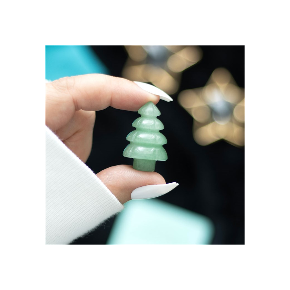 Green Aventurine Christmas Tree Crystal in Pouch