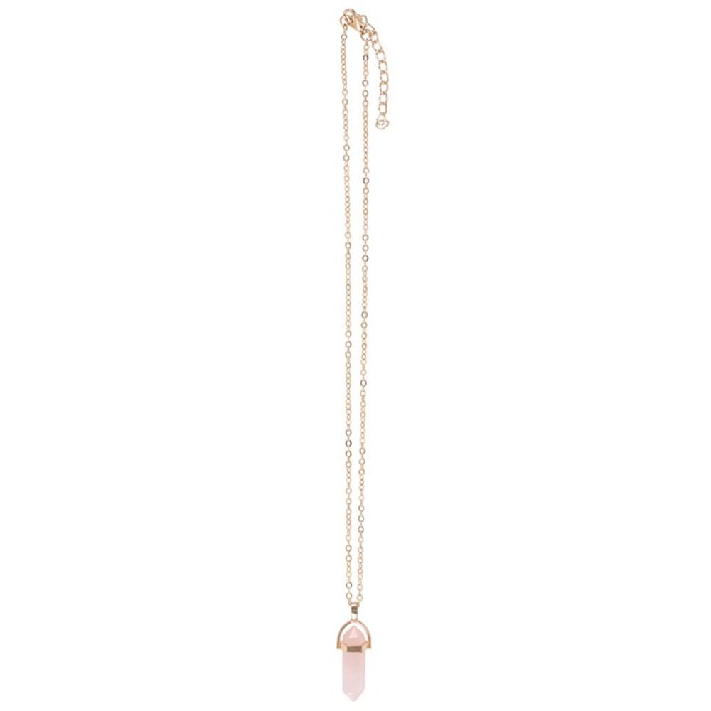 Crystal necklace with semi precious rose quartz