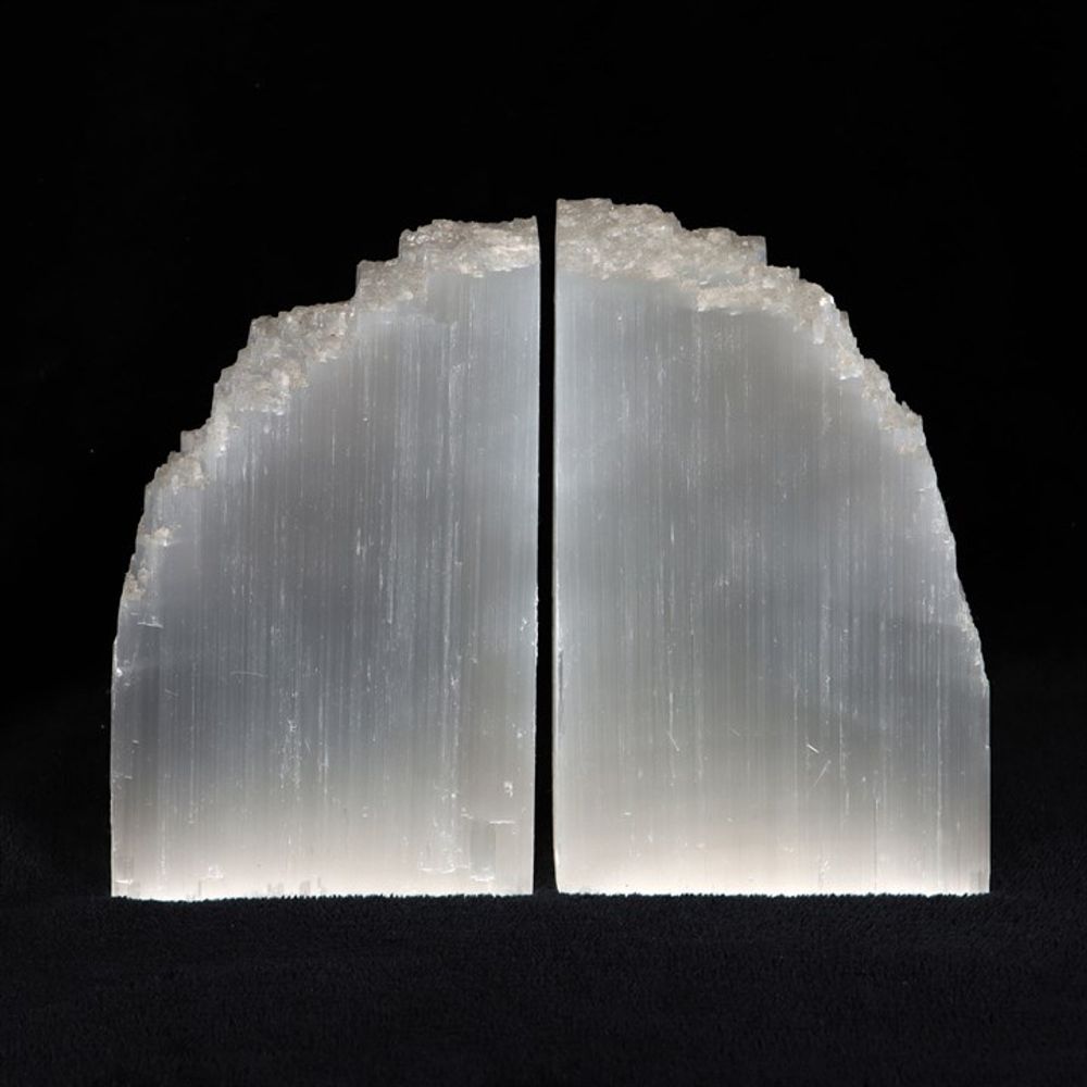 Enhance your crystal home decor with these beautiful selenite bookends.