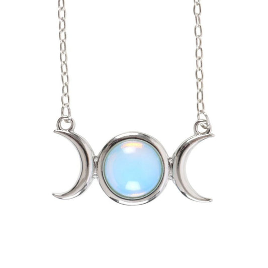 Celestial moon necklace pendant and an opalite charm