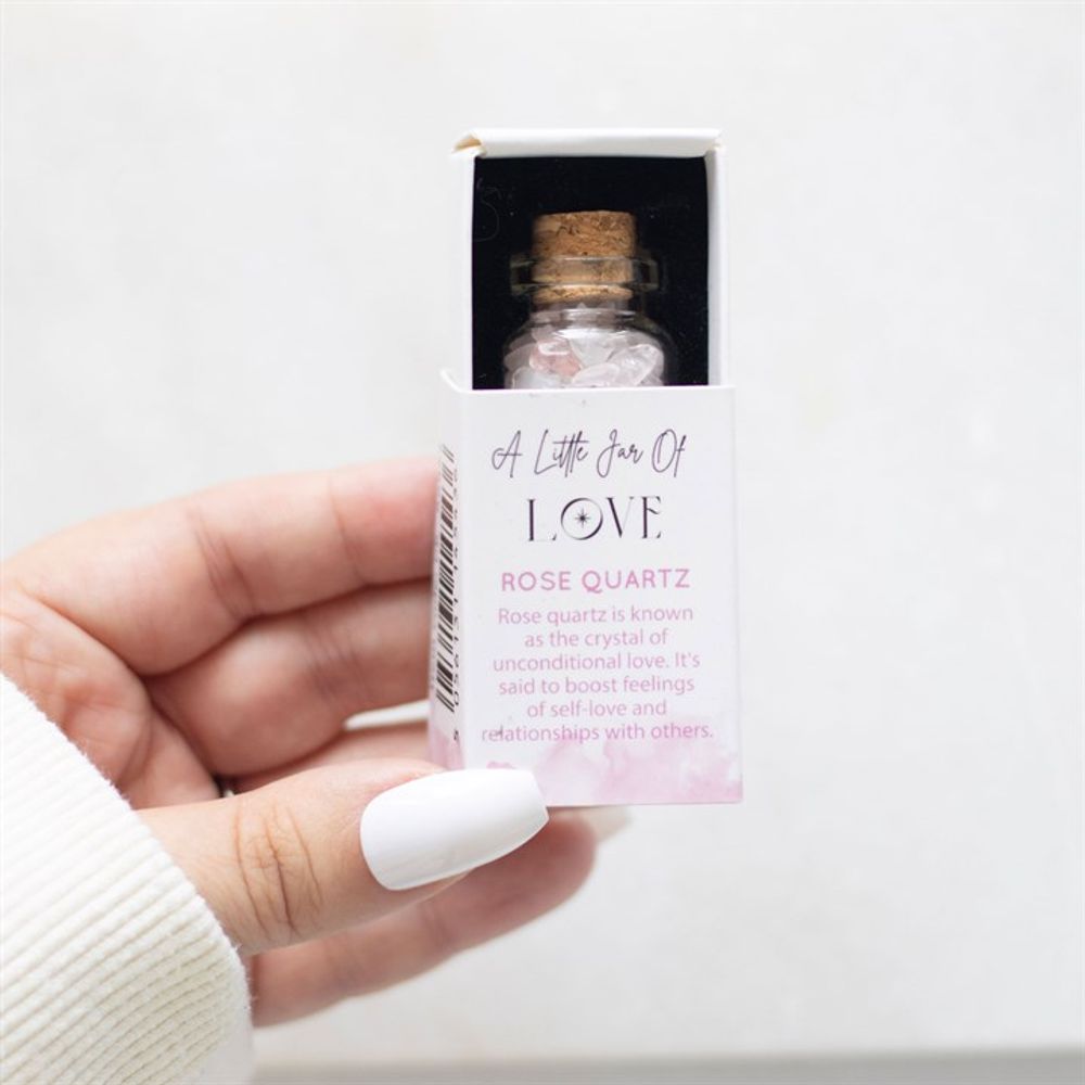 Little Jar of Love Matchbox Gift - Rose Quartz Crystal