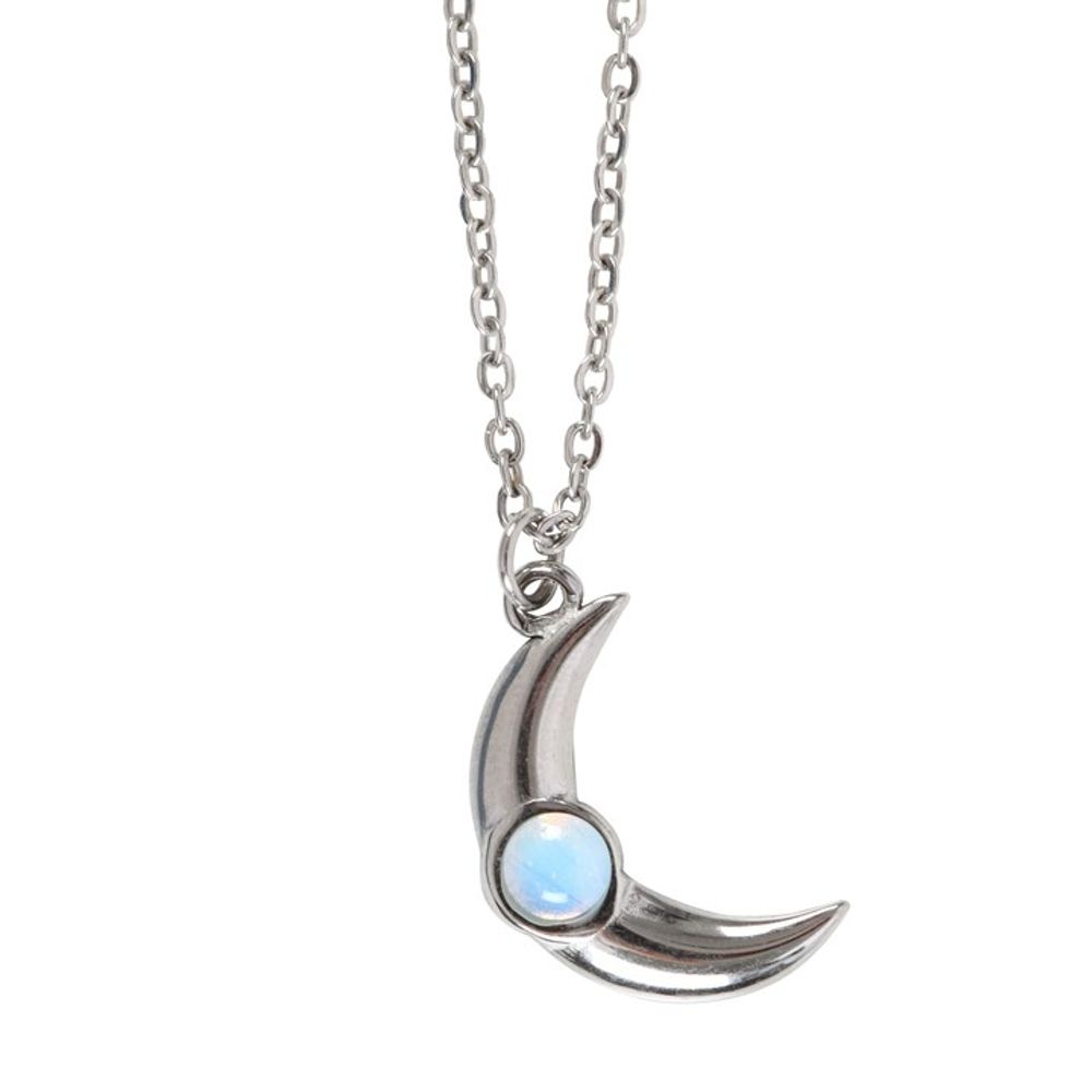 Silver Opalite Moon Necklace 