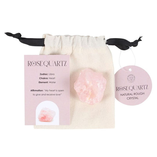 Pink Rose Quartz Healing Crystal in pouch