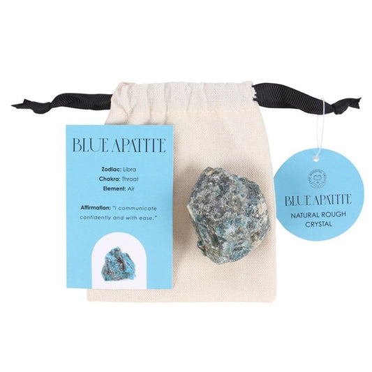 Blue Apatite Healing Crystal in pouch