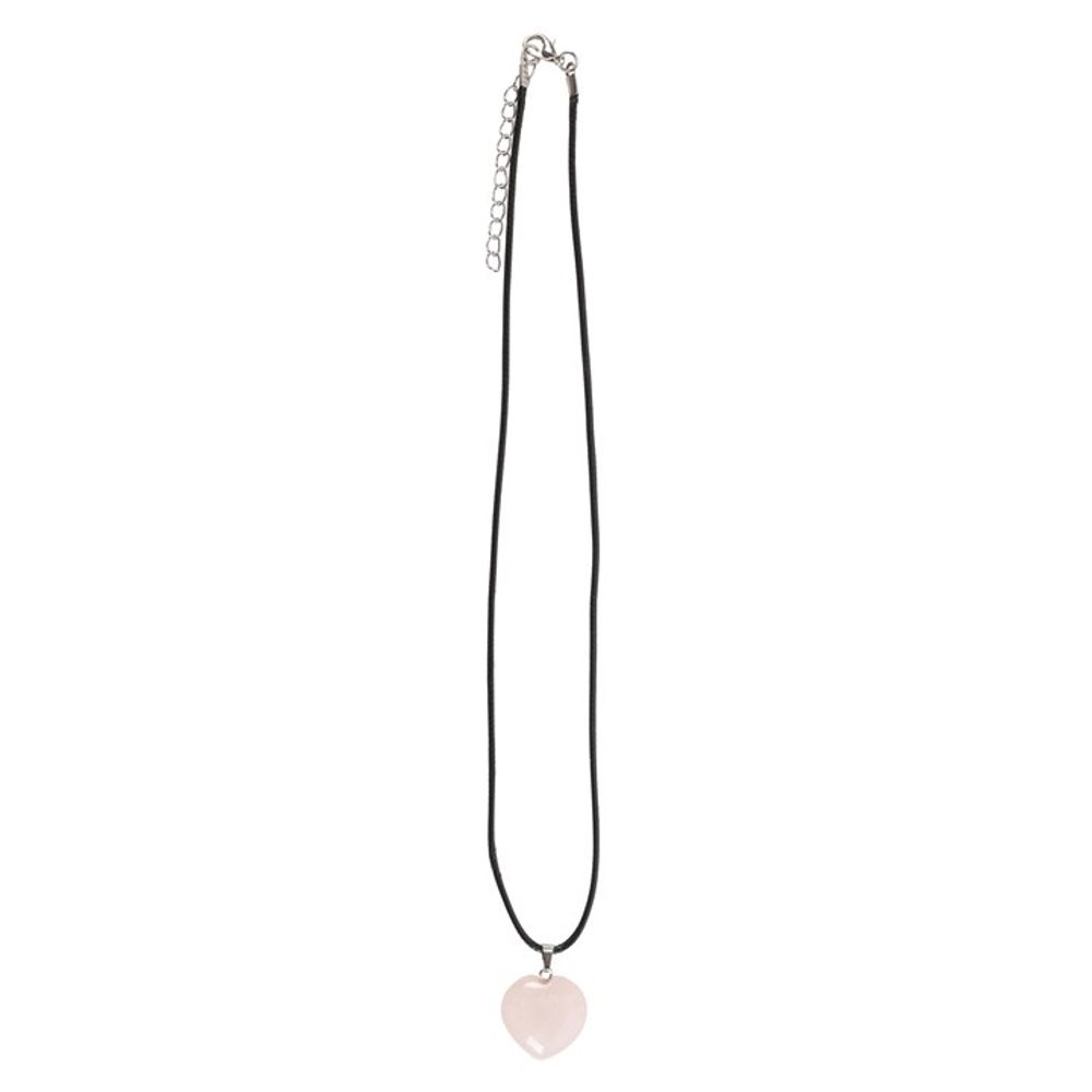 Collar de corazón de cristal curativo de cuarzo rosa