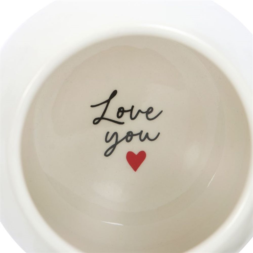 Taza redondeada con mensaje oculto de corazón de amor