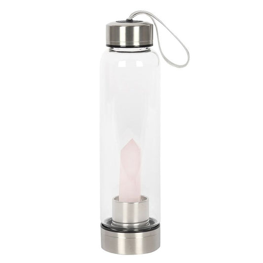 Rose Quartz Purifying Glass Water Bottle + Free 3 Day Water Challenge to Increase Your Hydration