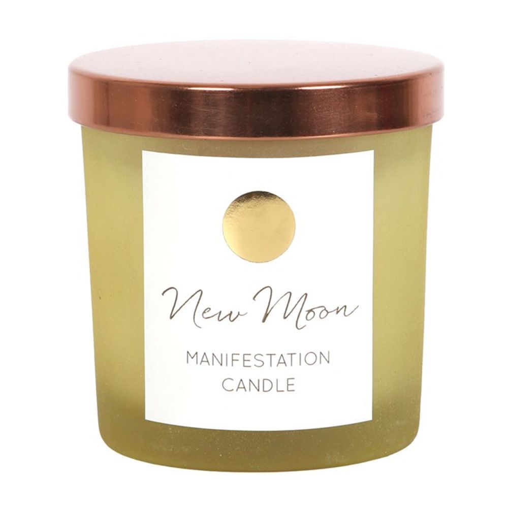 New Moon Manifestation Candle in Wild Orange with Clear Quartz