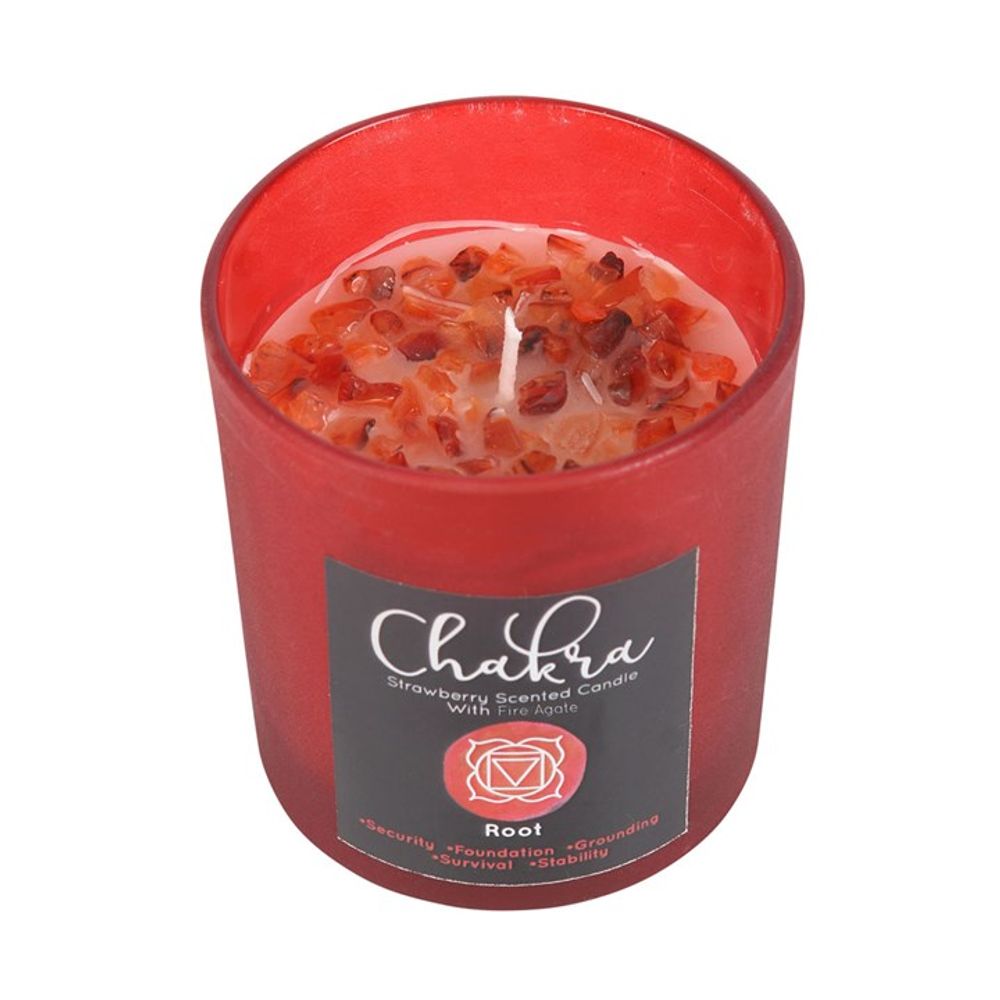 Root Chakra Balance Strawberry Crystal Chip Candle