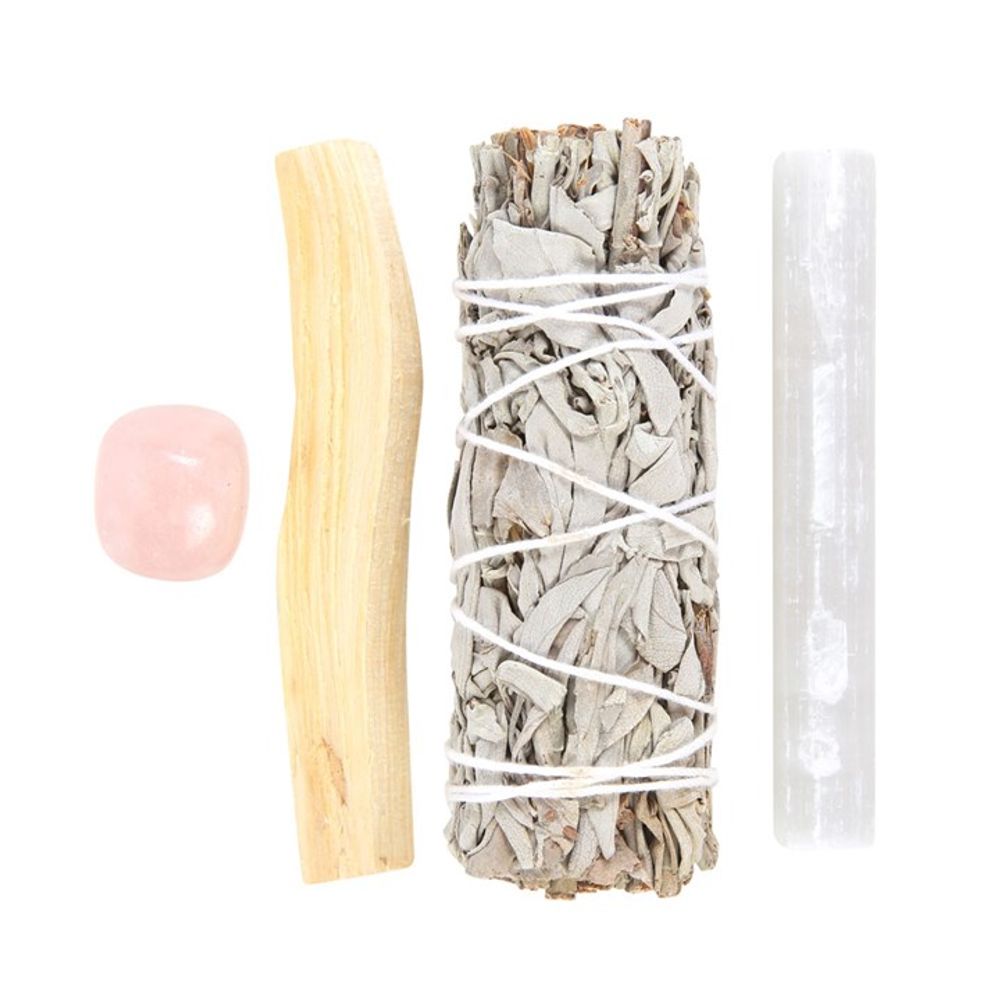 3 Step Smudge Kit with Rose Quartz Crystal