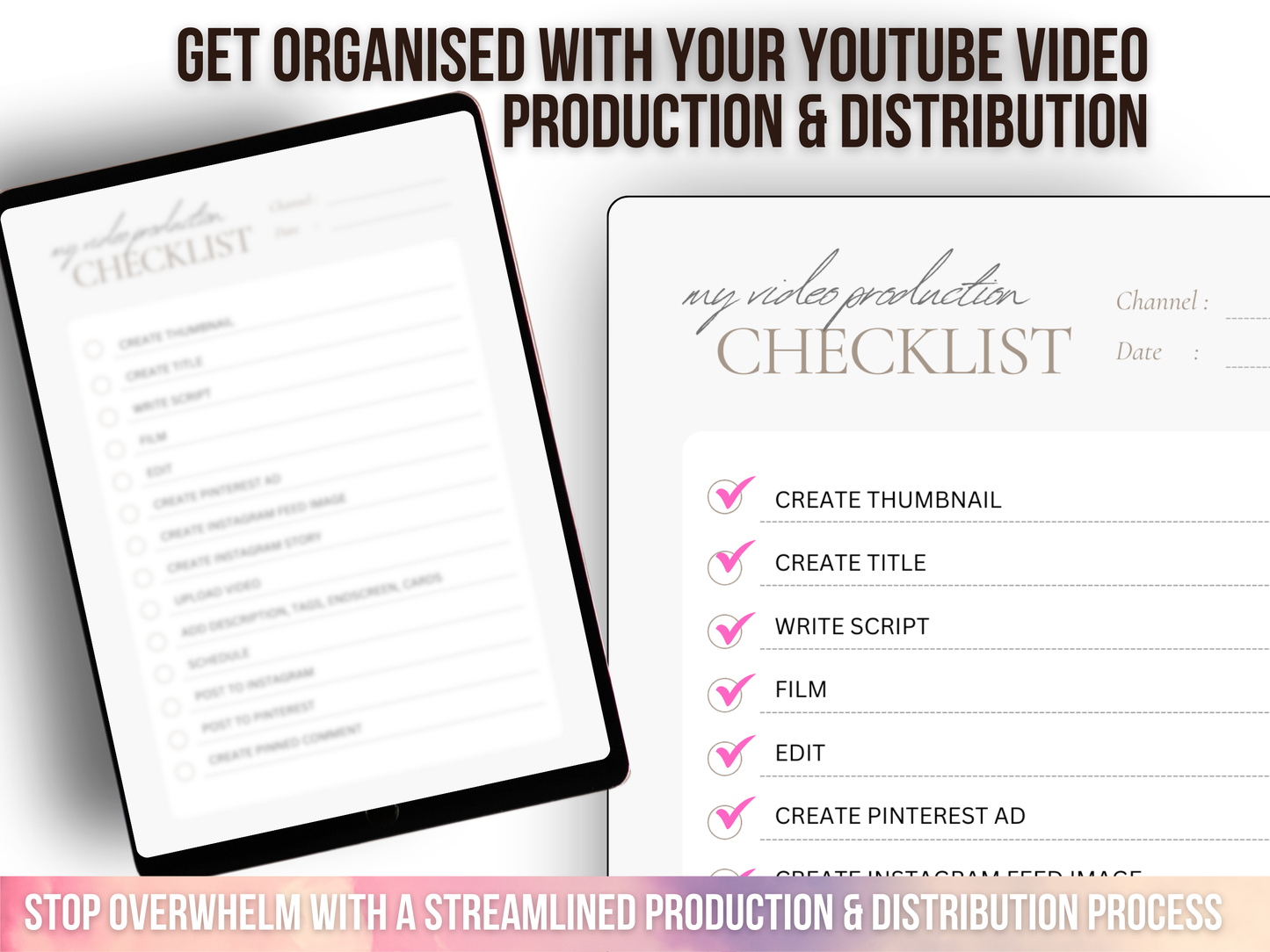 YouTube Video Production + Distribution Checklist INSTANT DOWNLOAD PDF